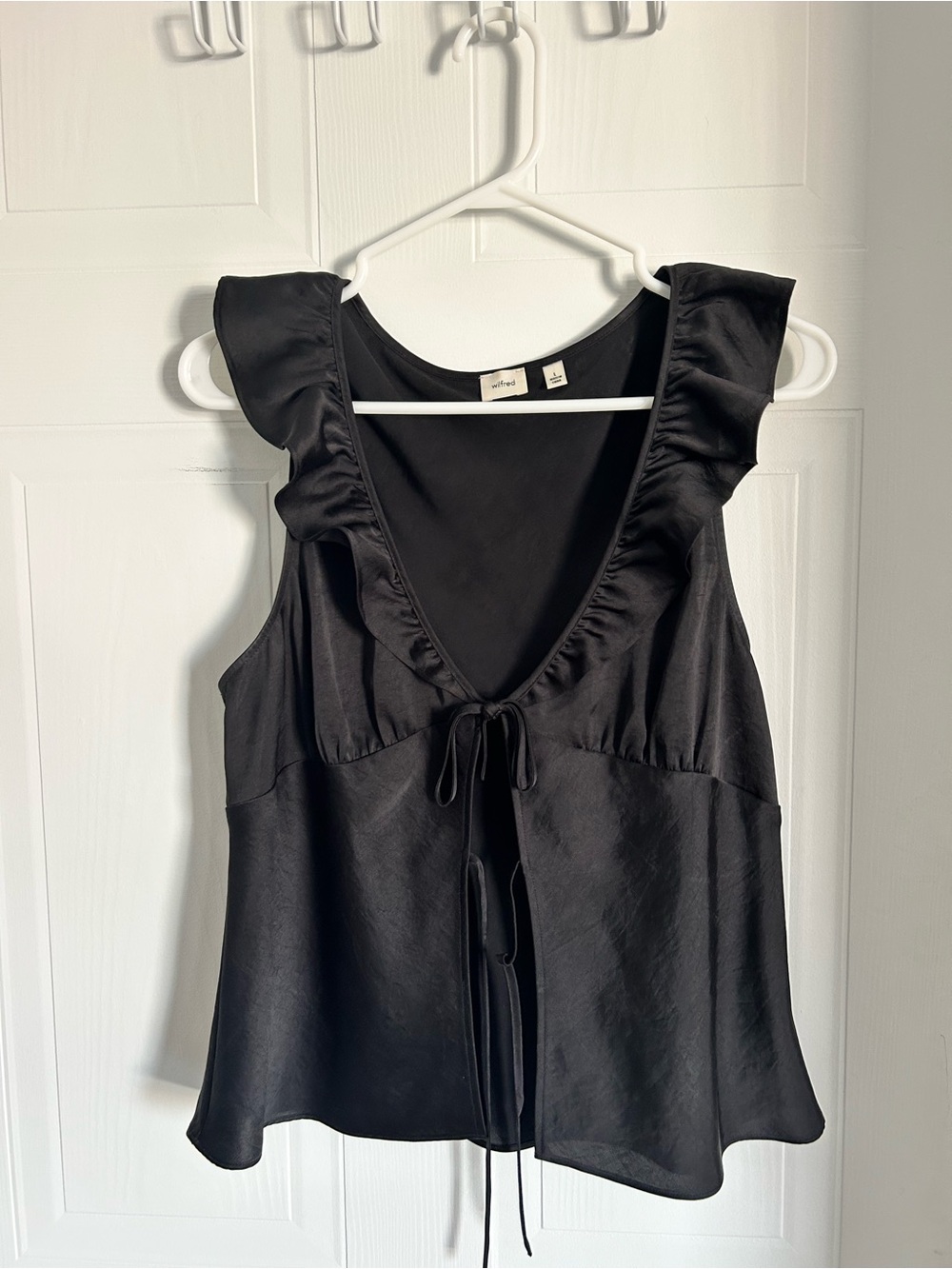 Wilfred Black Ruffle-Trim Tie-Front Camisole